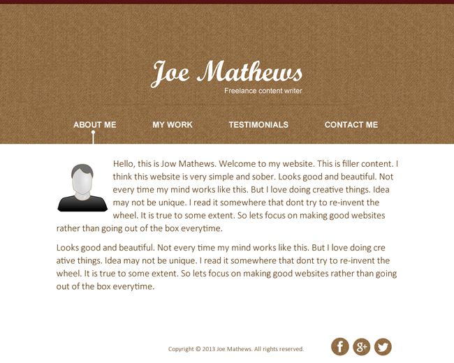 Portfolio Design for Content Writer